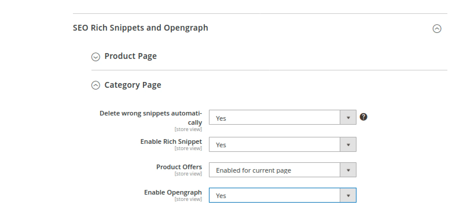 Opengraph toggle for category page in Mirasvit Advanced SEO Suite