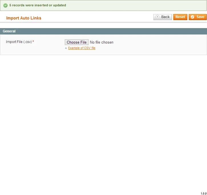 Import of the links from CSV file Import of the links from CSV file