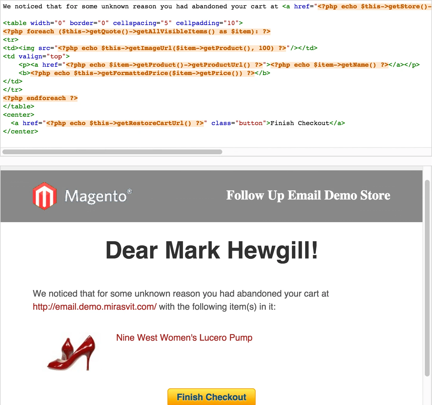 Template Live Preview - Magento Follow-Up Email