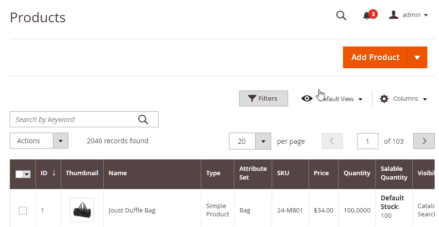 Default Magento Product Search