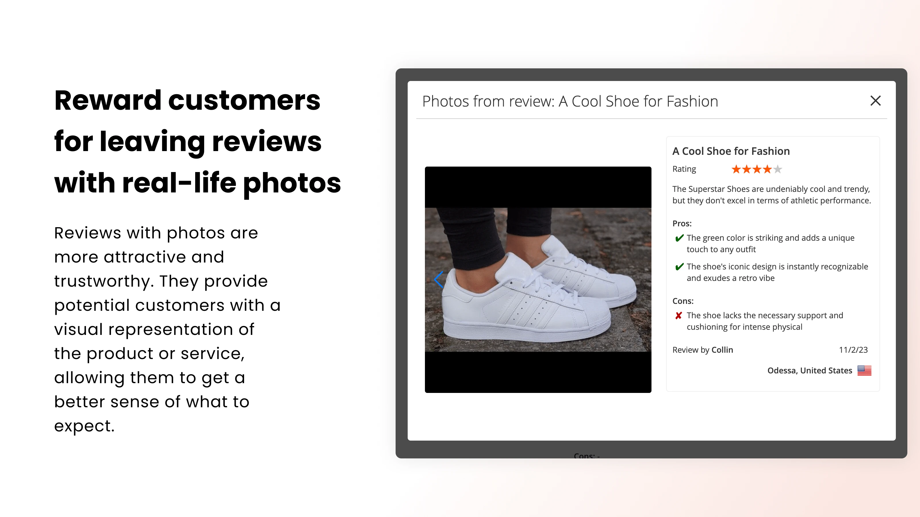 Reward customers for leaving reviews with real-life photos