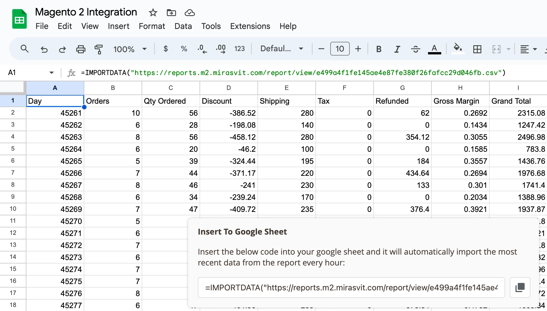 integration with google sheets