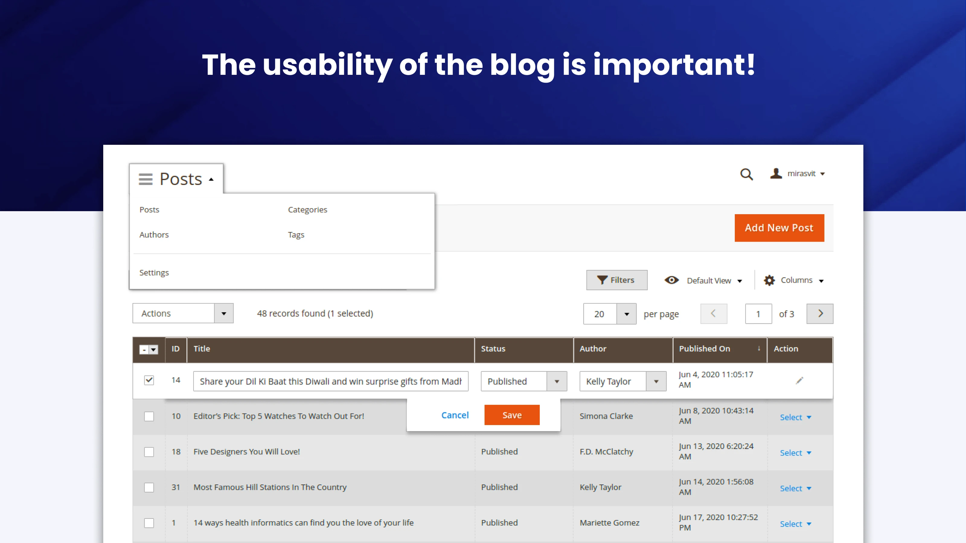 Blog usability