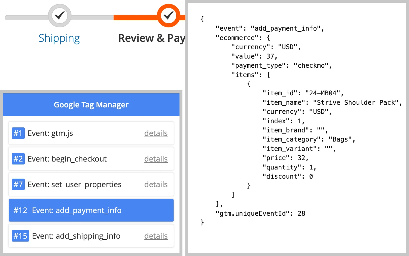 google tag manager ecommerce magento