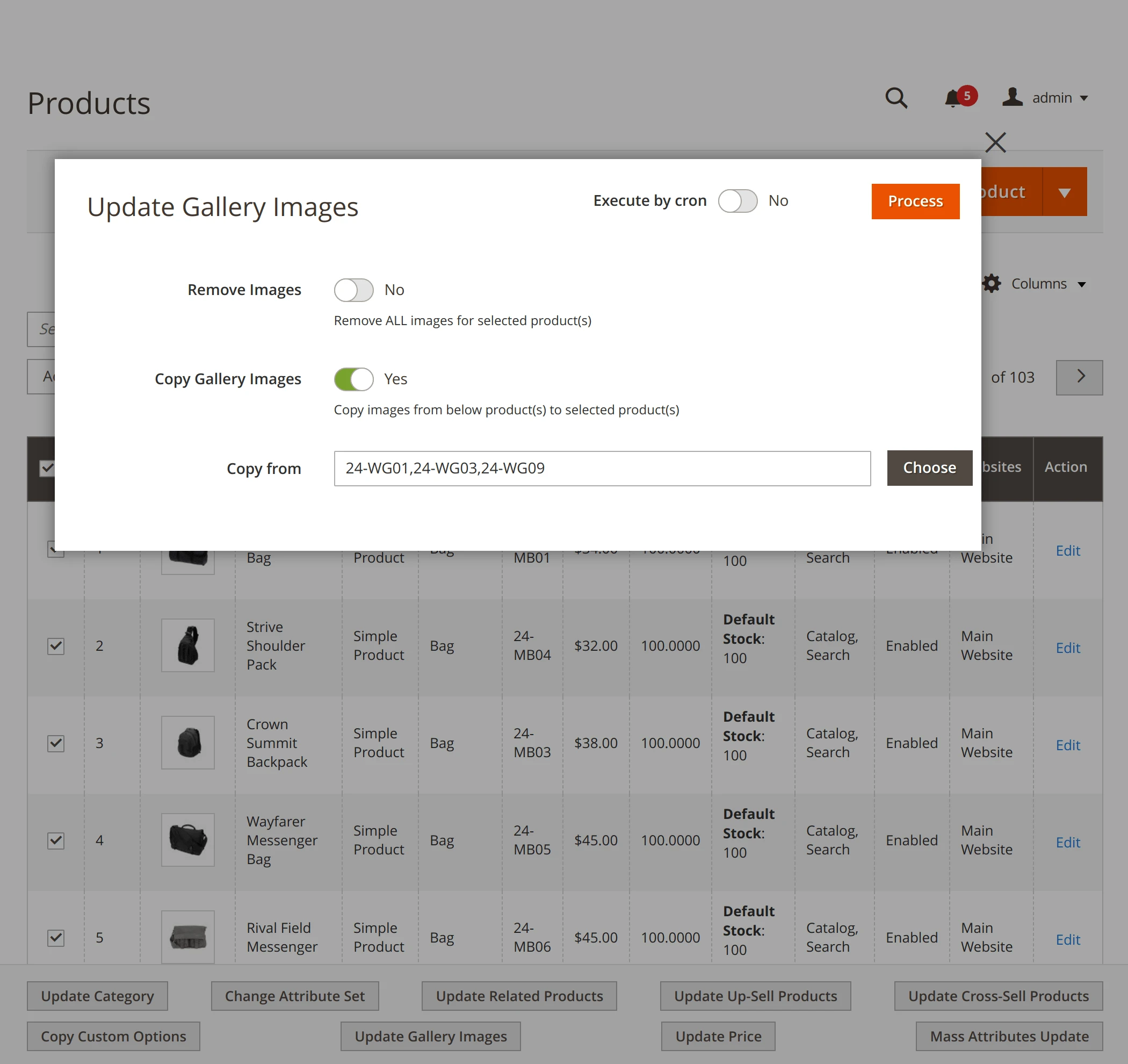 Updating gallery images with Mirasvit Magento 2 Product Mass Action module