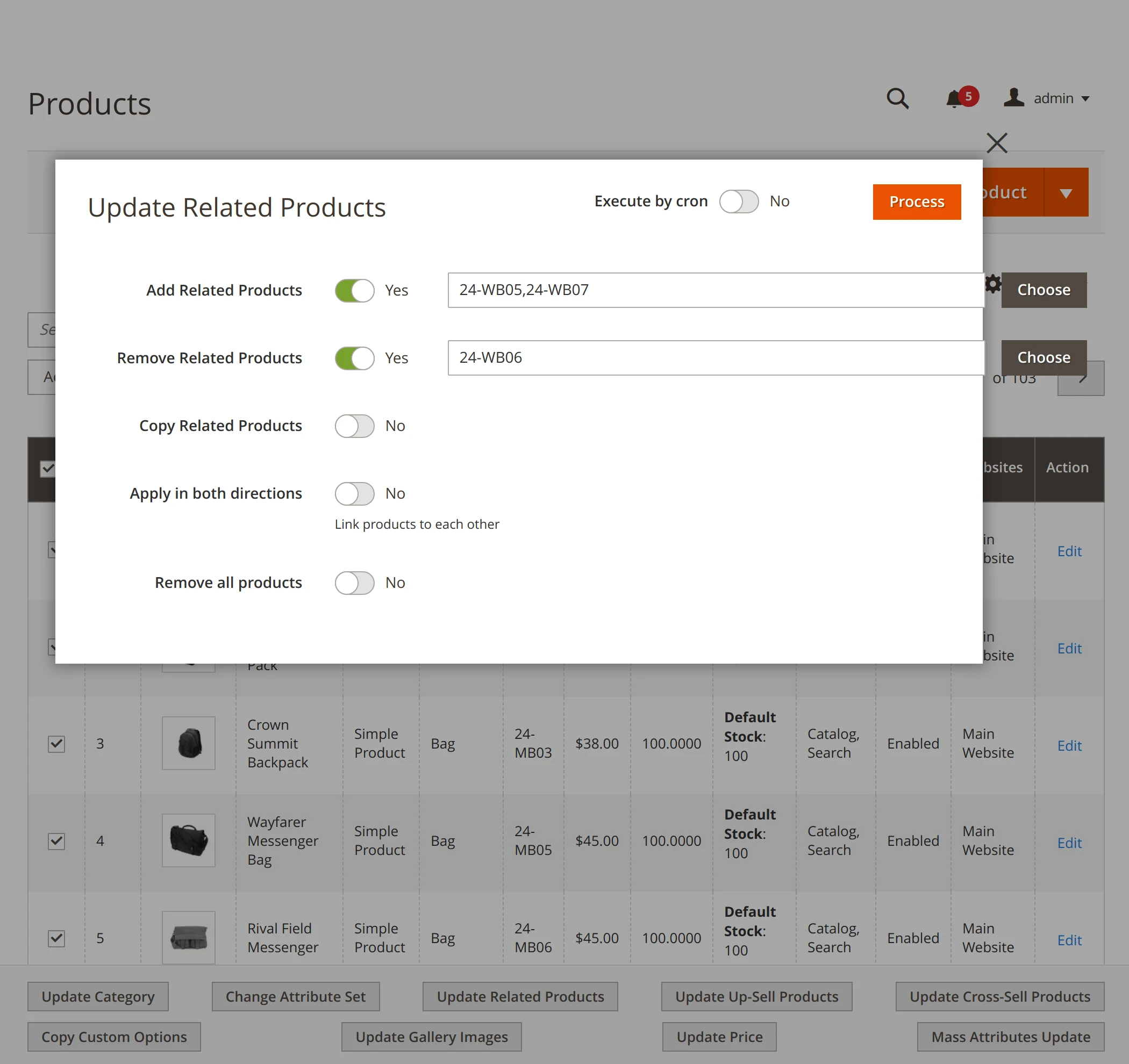 Updating related products with Mirasvit Magento 2 Product Mass Action extension