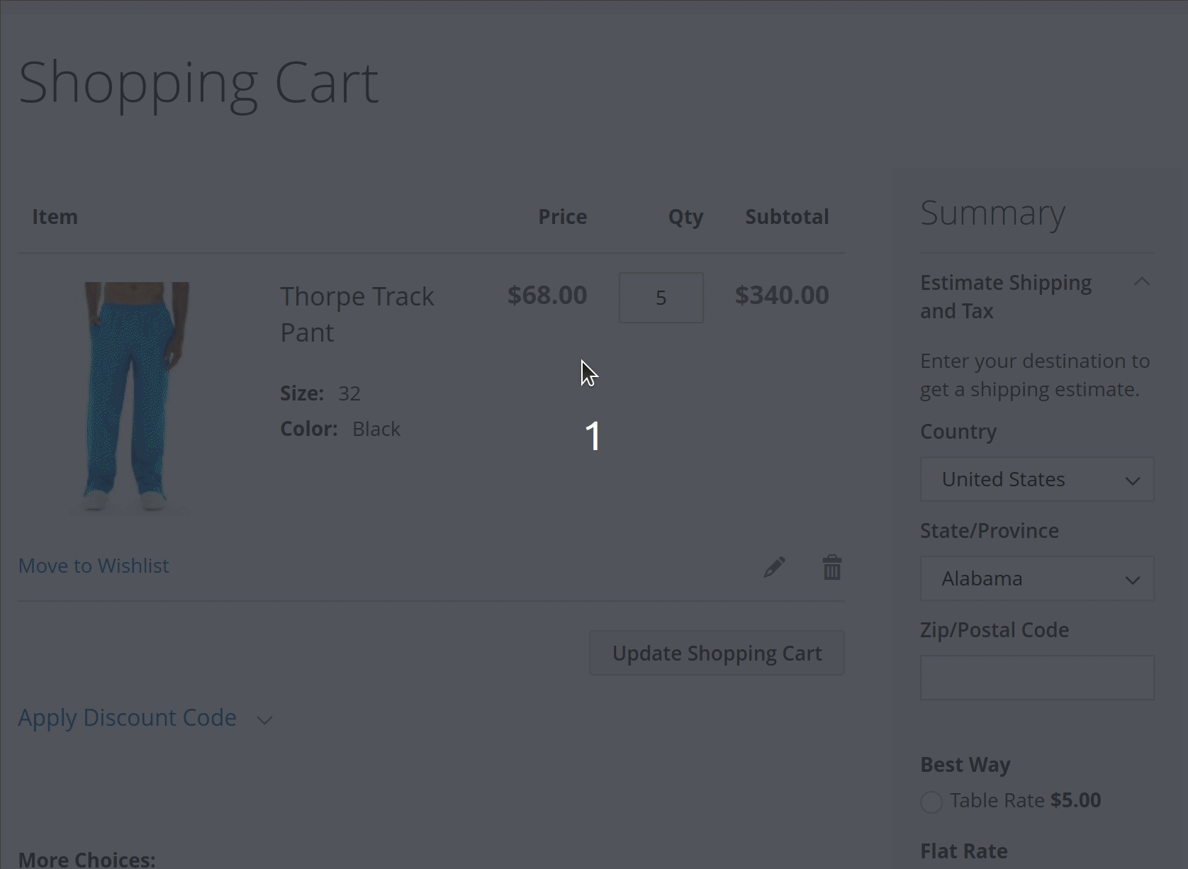 shipping rule in action in cart
