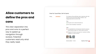 Allow customers to define the pros and cons