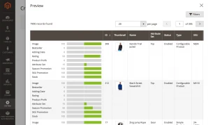Previewing the way a sorting criterion arranges products in Mirasvit Magento 2 Improved Sorting module.