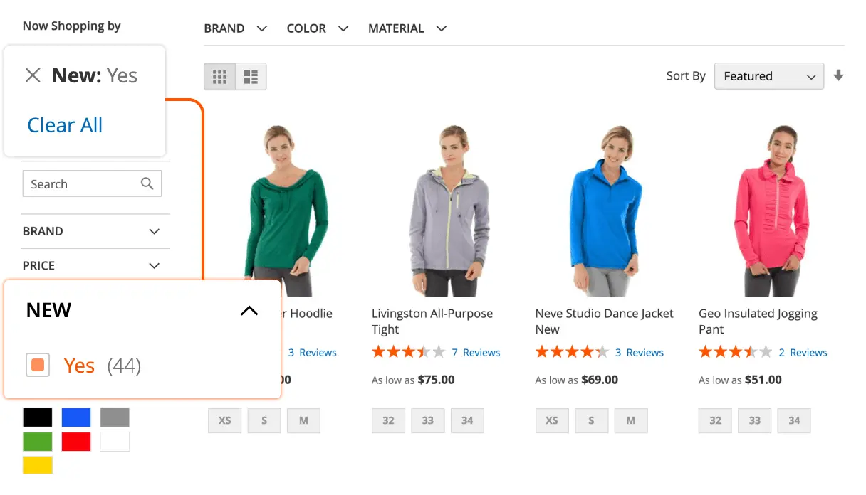 New Products filter in Mirasvit Magento 2 Layered Navigation extension.