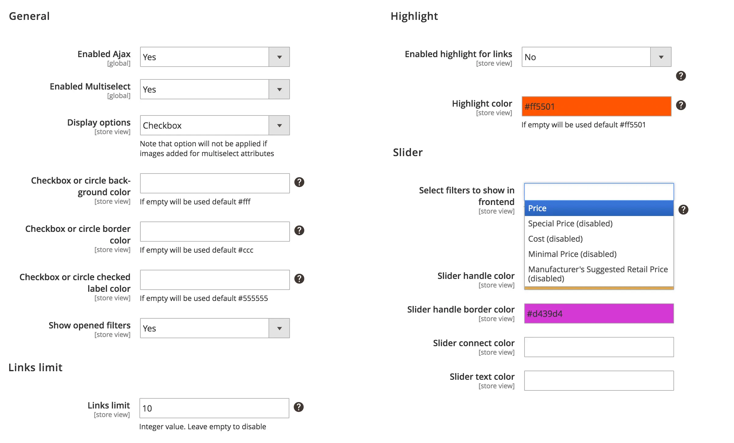 Layered navigation Magento 2 extension. Settings.